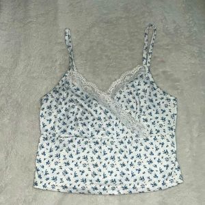 Floral, laced, crop top, shein